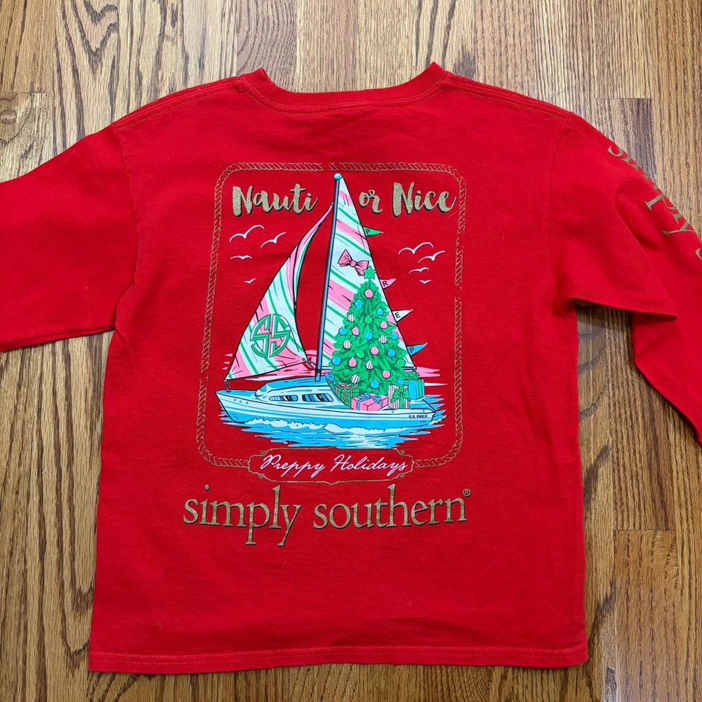 Simply Southern Festive Red Kids Long Sleeve Tee